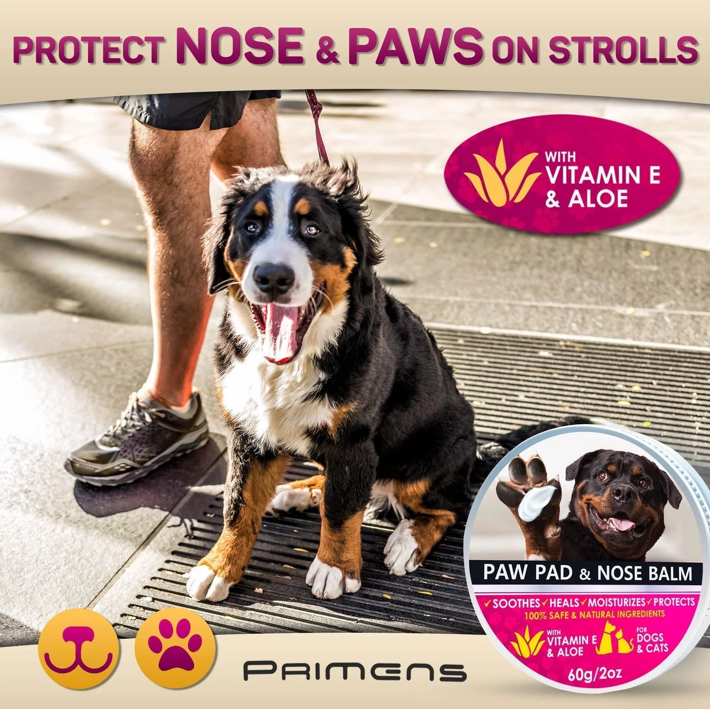 BALM PET PAW Natural Dog Paw Balm Dog Paw Protection for Hot Pavement Dog Paw Wax 2 Oz