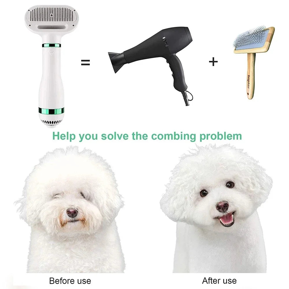 Pet Dryer For Grooming 2-In-1 Pet Dog Dryer Quiet Dog Hair Dryers and Comb Brush Grooming Kitten Cat Hair Comb Puppy Fur Blower Low Noise Temprature