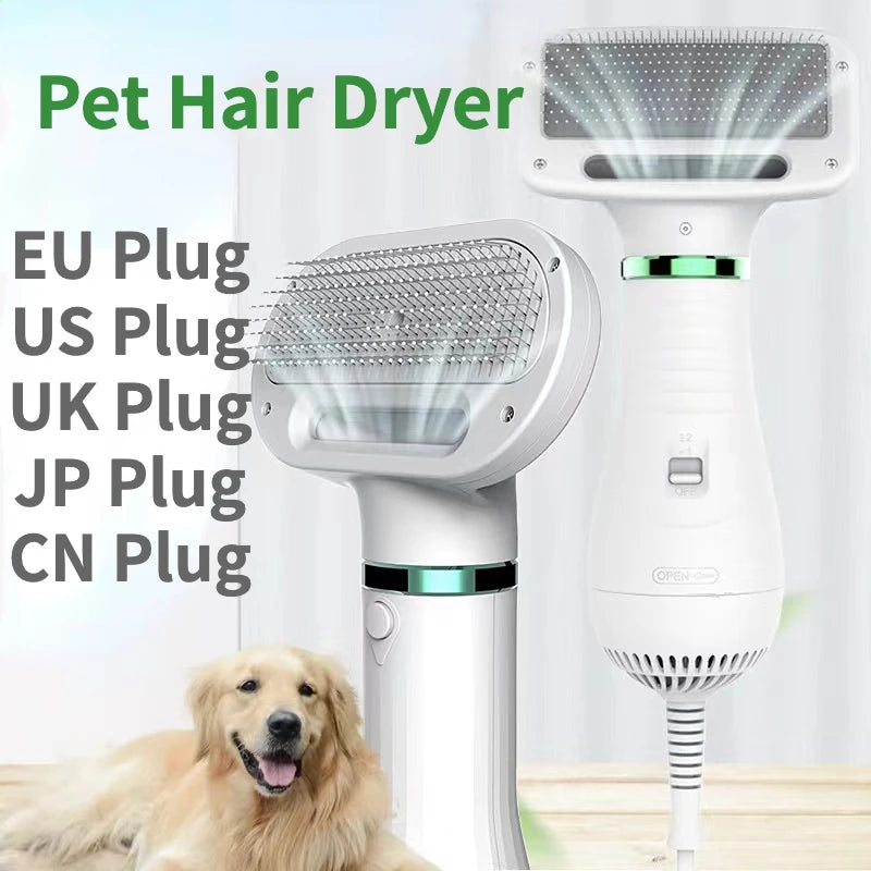 Pet Dryer For Grooming 2-In-1 Pet Dog Dryer Quiet Dog Hair Dryers and Comb Brush Grooming Kitten Cat Hair Comb Puppy Fur Blower Low Noise Temprature