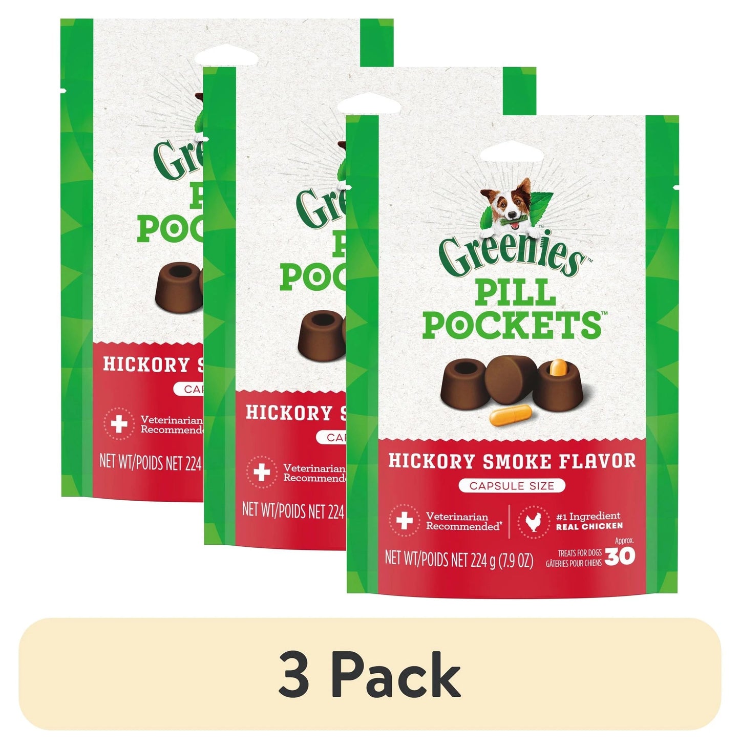 Pill Pockets for Dogs Hickory Smoke Large, Capsule Size Soft Dog Treats, 7.9 Oz (30 Pk)