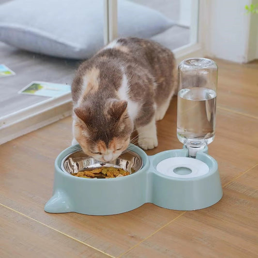 best automatic cat feeder Storage Pet Container New 2-In-1 Cat Bowl Water Dispenser Automatic Water Storage Pet Dog Cat Food Bowl Food Container with Waterer Pet Waterer Feeder