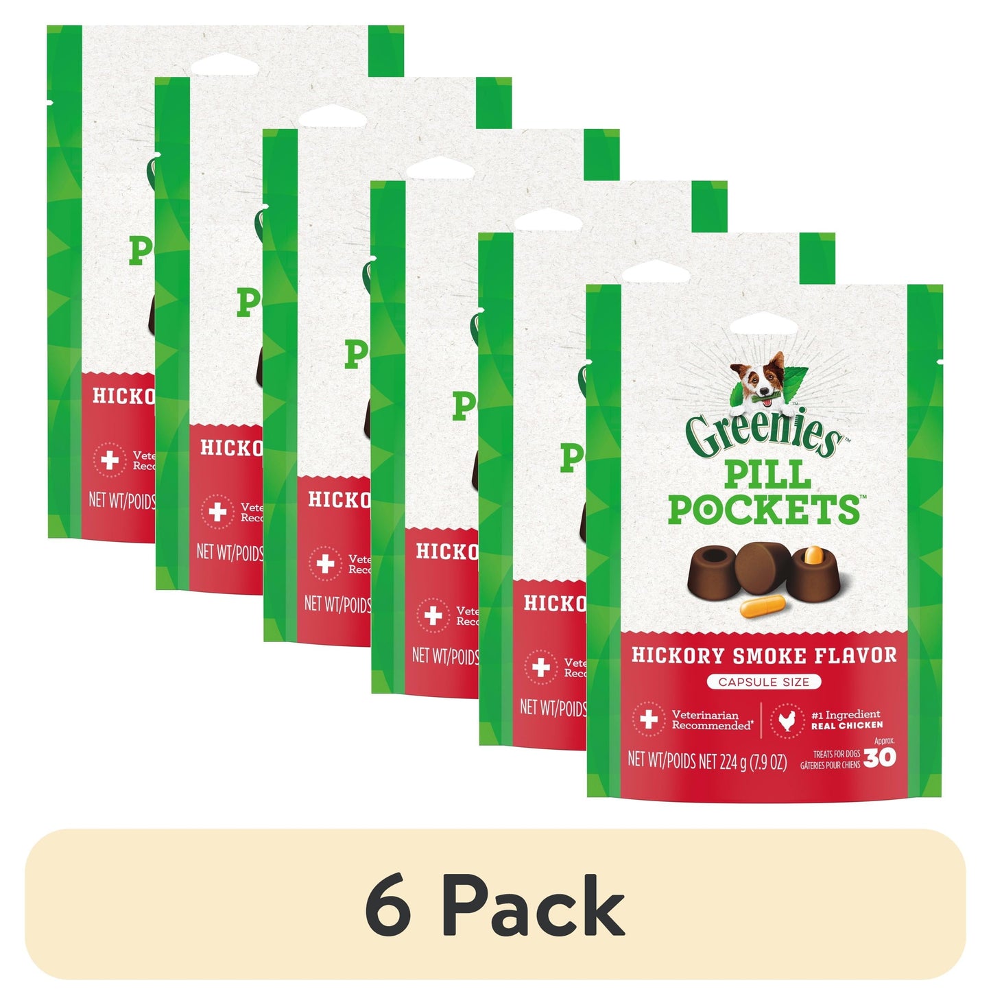 Pill Pockets for Dogs Hickory Smoke Large, Capsule Size Soft Dog Treats, 7.9 Oz (30 Pk)