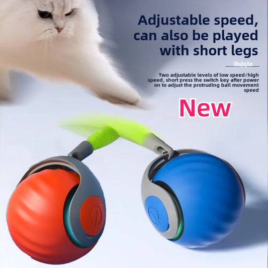 interactive cat ball Interactive Cat Ball Electric Ball for Cats with Feather Teaser Intelligent Automatic Movement Active Scrolling Pet Toys Supplies