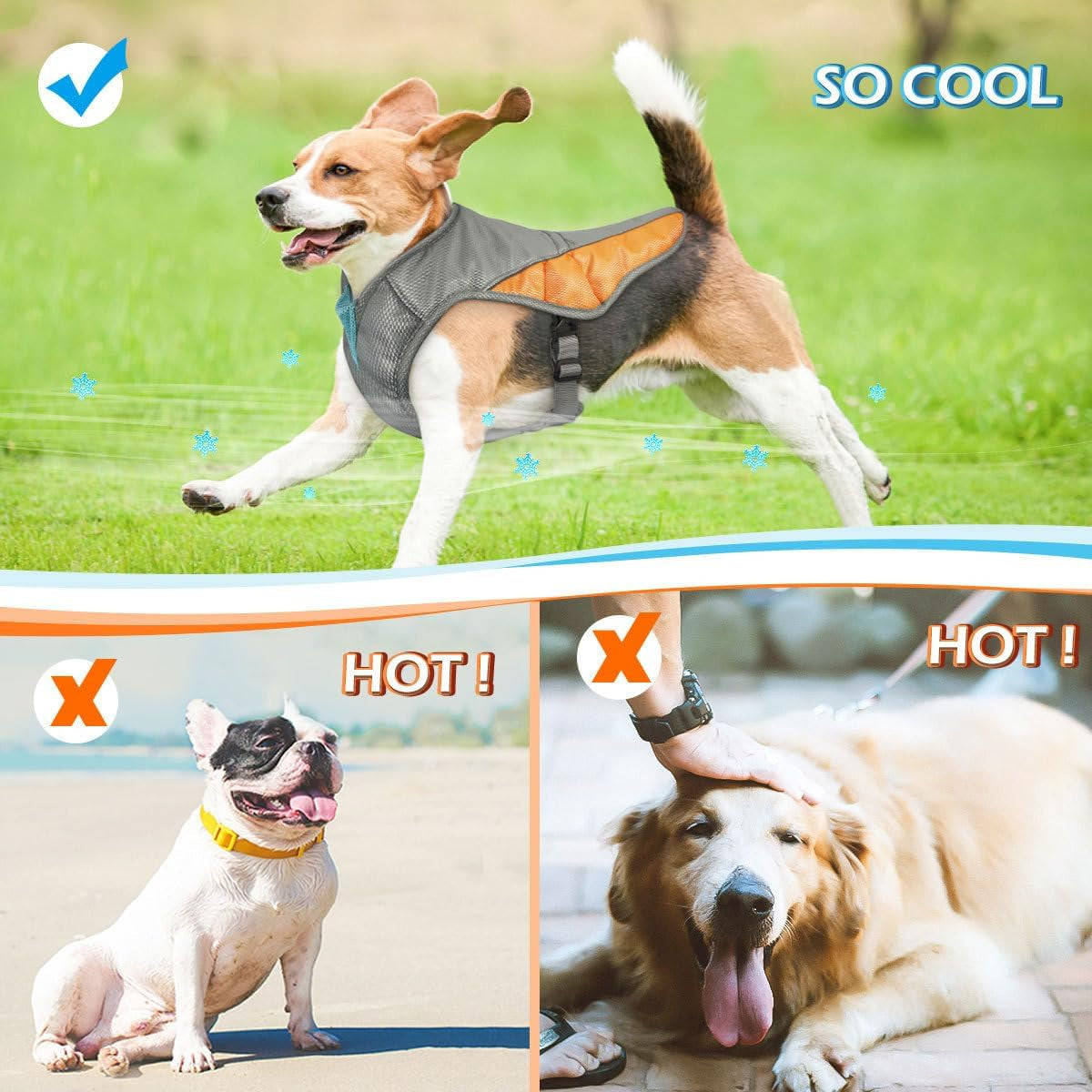 Dog Cooling Vest- Reflective Dog Cooling Coat with Adjustable Side Straps, Pet Cooler Jacket for Small, Medium Dog