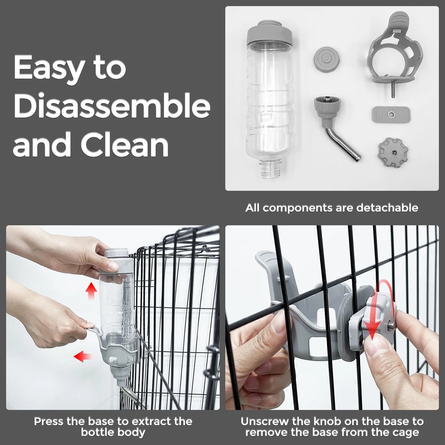 Dog Water Bottle Dispenser for Cage Crate Kennel Auto