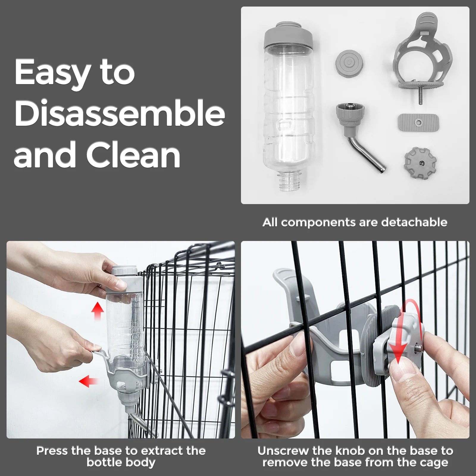 Dog Water Bottle Dispenser for Cage Crate Kennel Auto