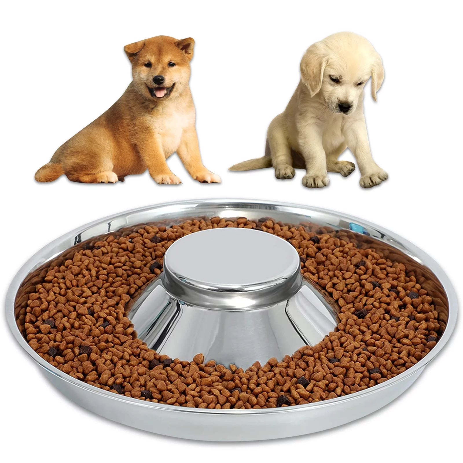 Puppy Bowls, Stainless Steel Puppy Feeder Bowl, Dog Food and Water Weaning Bowl, Small Dogs, Cats Pets Food Feeding Weaning Bowl for (M Size)