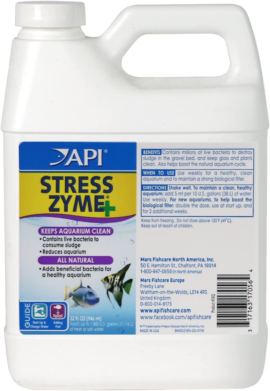 STRESS ZYME Freshwater and Saltwater Aquarium Cleaning Solution 16-Ounce Bottle