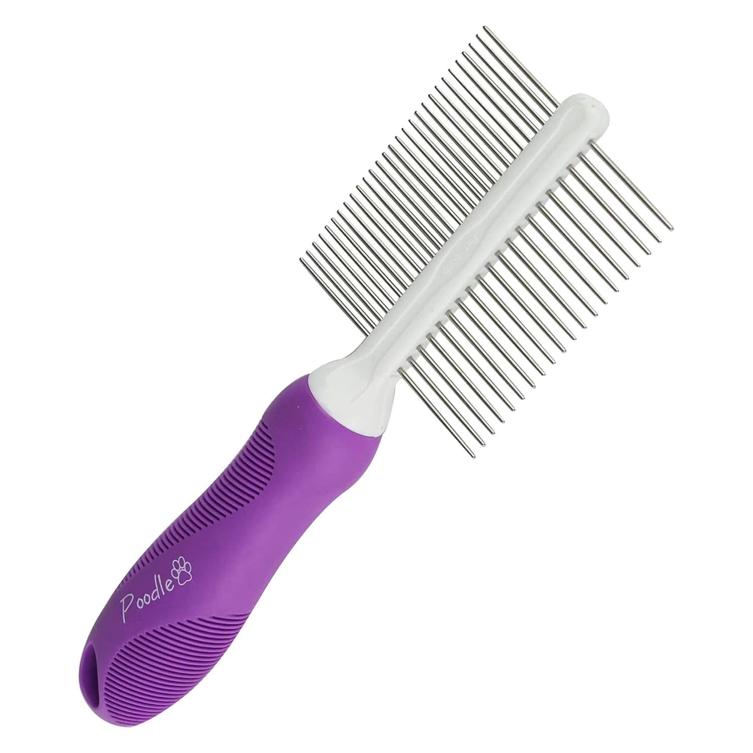 Double-Sided Pet Comb for Grooming & Massaging Dogs, Cats & Other Animals – Fur Detangling Pins & Coat Smoothing Slicker Bristles, Double the Brushing Groom Power in One Tool (Double Sided Comb)