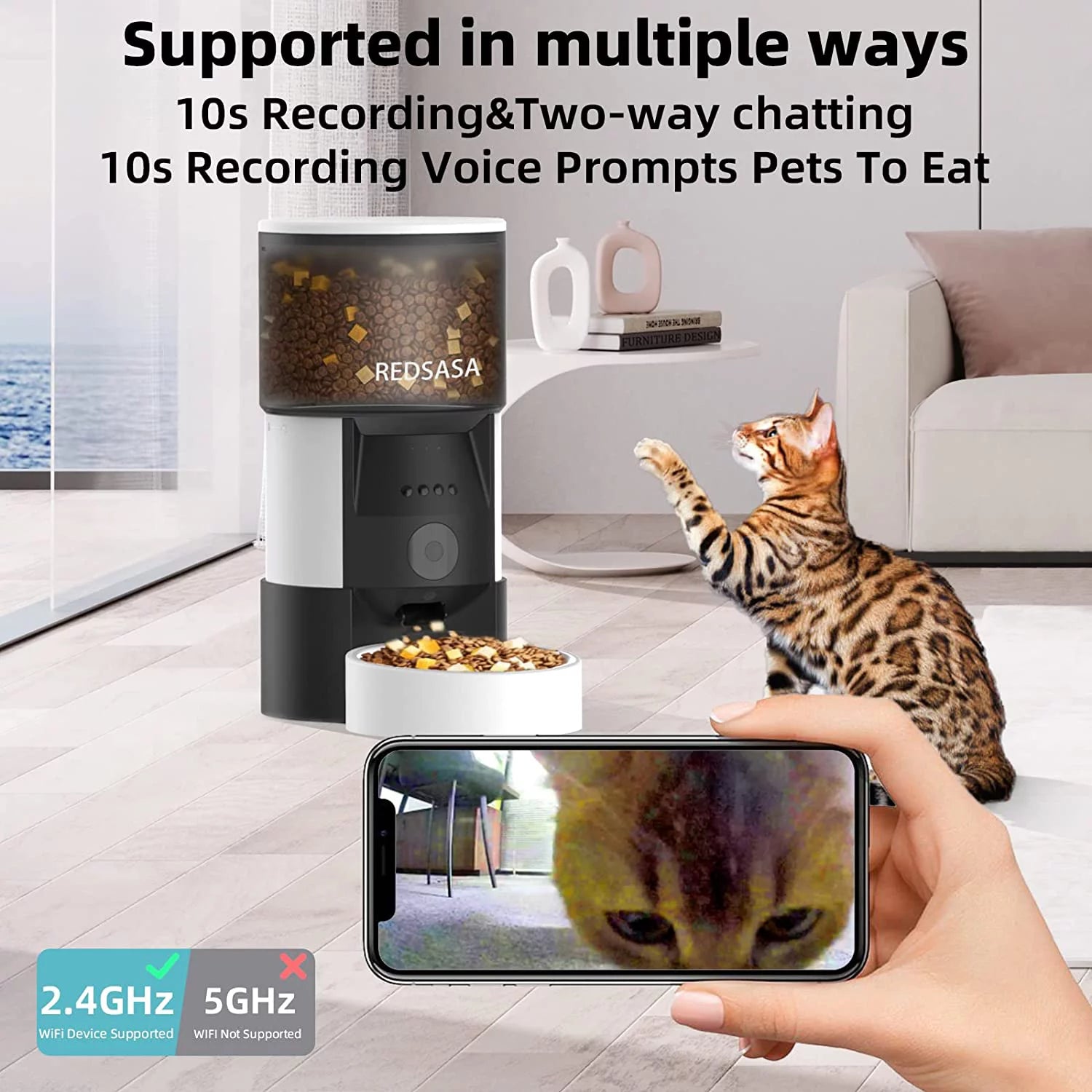 3L Automatic Pet Feeder with Camera, Automatic Cat/Dog Dispenser with 2-Way Audio, 1080P HD with Night Vision, Wifi