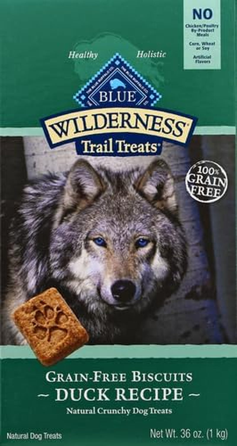 Wilderness Trail Treats High Protein Grain Free Crunchy Dog Treats Biscuits, Duck Recipe, 36-Oz Box