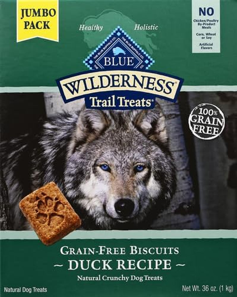 Wilderness Trail Treats High Protein Grain Free Crunchy Dog Treats Biscuits, Duck Recipe, 36-Oz Box