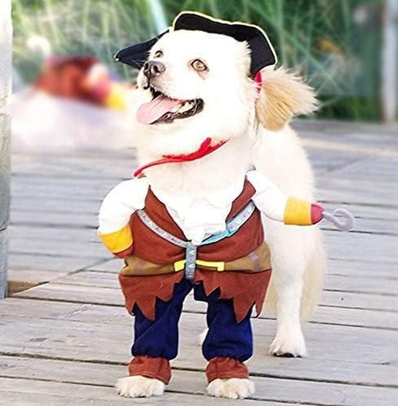 New Funny Pet Clothes Pirate Dog Cat Costume Suit Corsair Dressing up Party Apparel Clothing for Cat Dog plus Hat (Small)