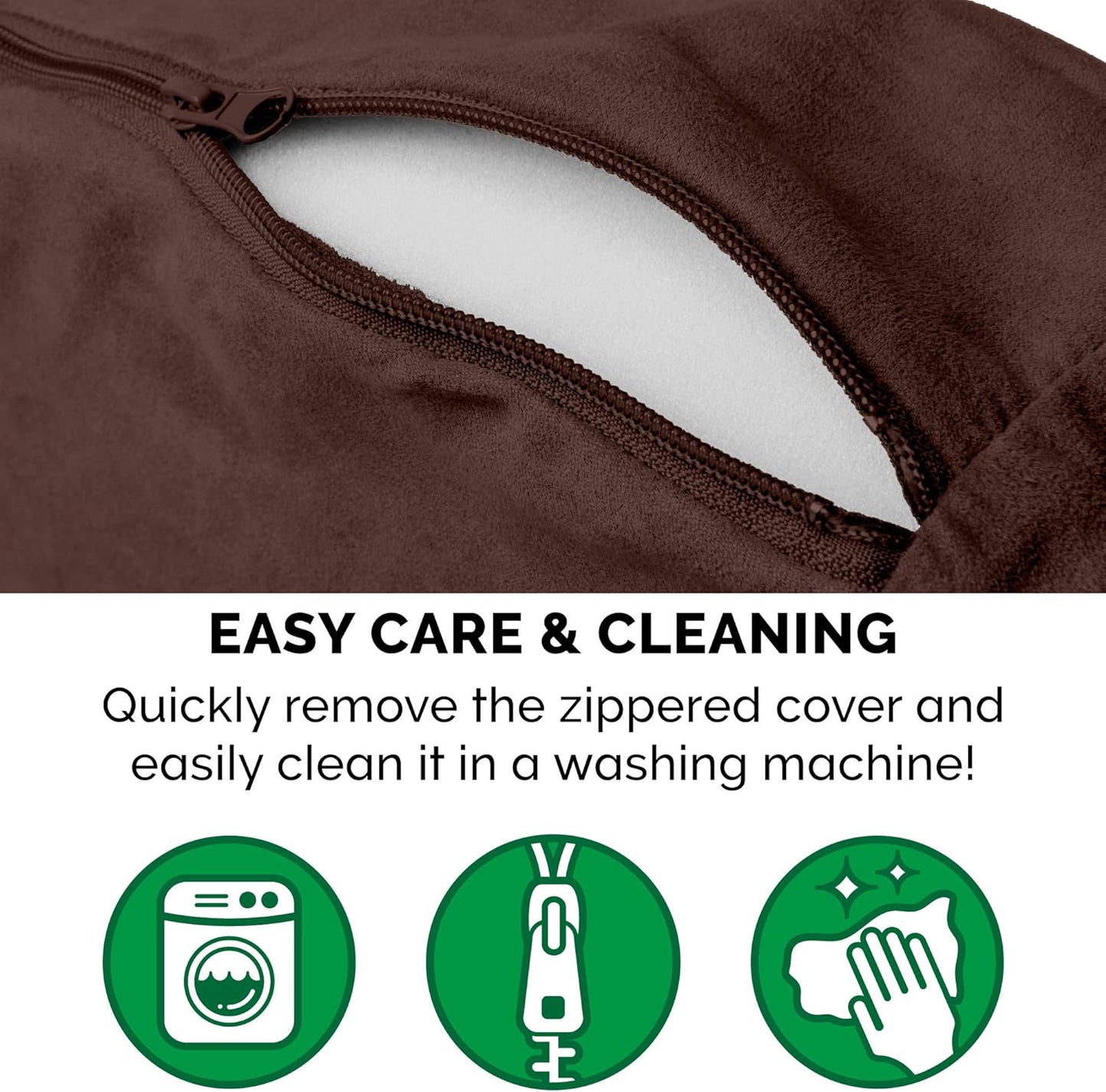 35" round Memory Foam Dog Bed for Large/Medium Dogs W/ Removable Washable Cover, for Dogs up to 50 Lbs - Sherpa & Suede Snuggery - Espresso, 35-Inch