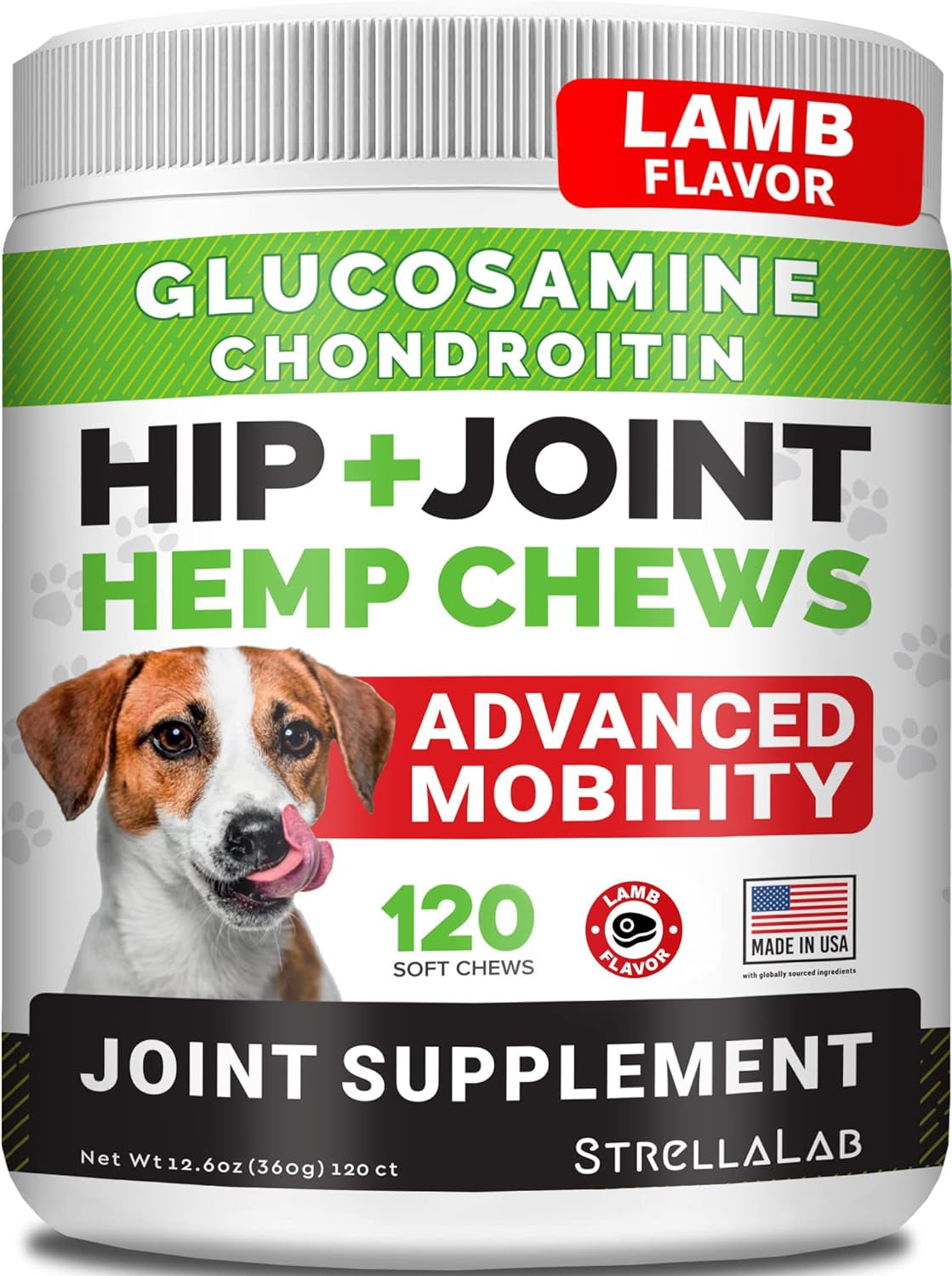 Glucosamine Treats for Dogs - Joint Supplement W/ Omega-3 Fish Oil - Chondroitin, MSM - Advanced Mobility Chews - Joint Pain Relief - Hip & Joint Care - Chicken Flavor - 180 Ct - Made in USA