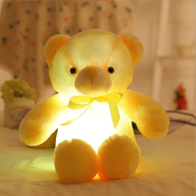 Plush Toys Colorful Glowing Teddy Bear Luminous Light up Led Stuffed Doll Kids Christmas Gift for Children'S Girls Boys Reborn