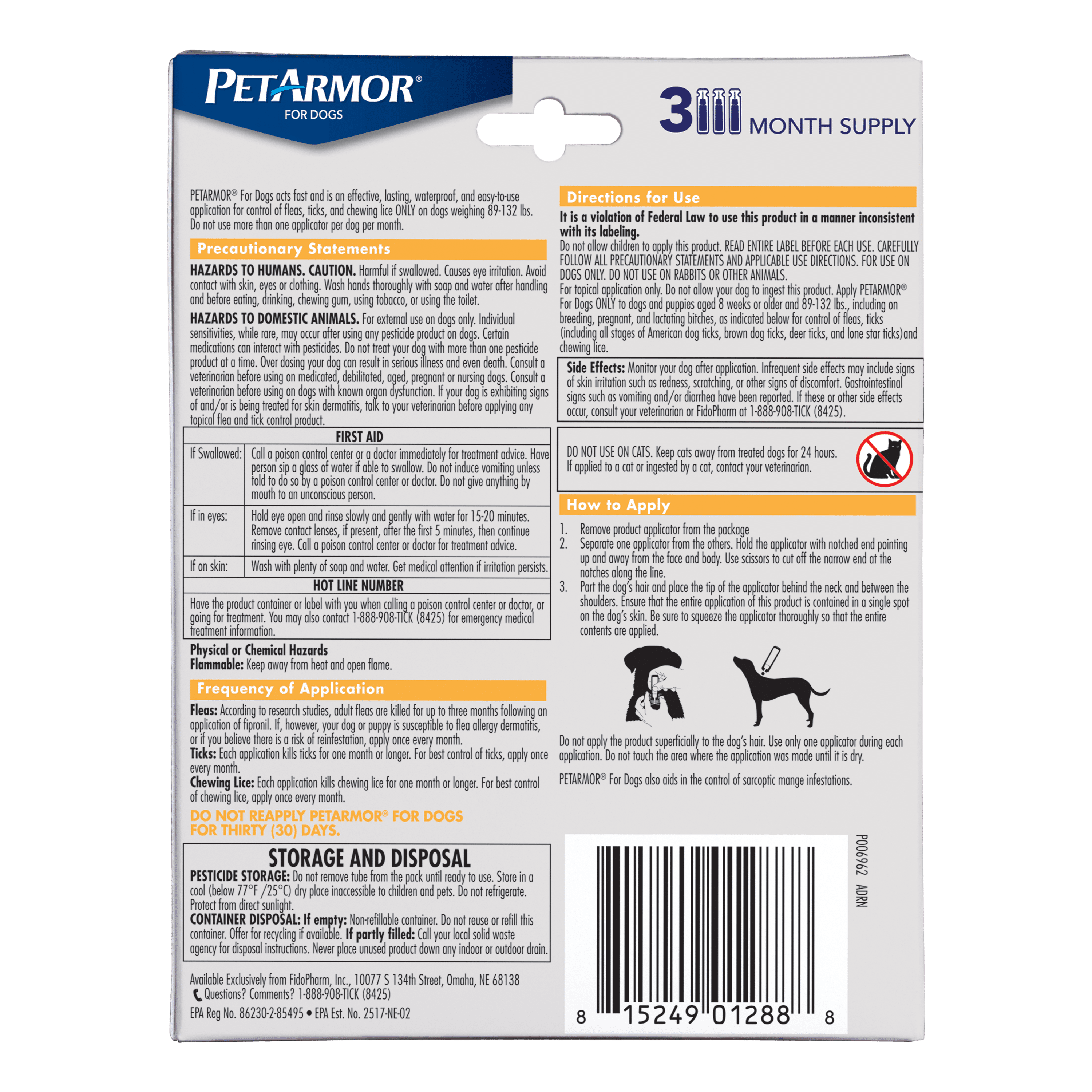 Topical Flea & Tick Treatment for Dogs, 89-132 Lbs, 3-Month Supply, 3 Count