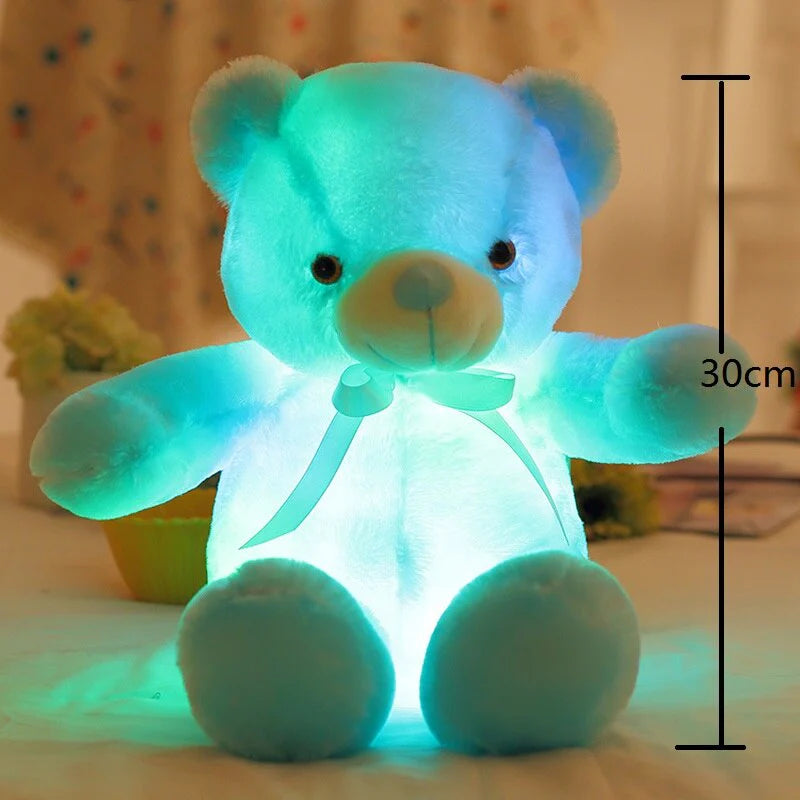 Plush Toys Colorful Glowing Teddy Bear Luminous Light up Led Stuffed Doll Kids Christmas Gift for Children'S Girls Boys Reborn