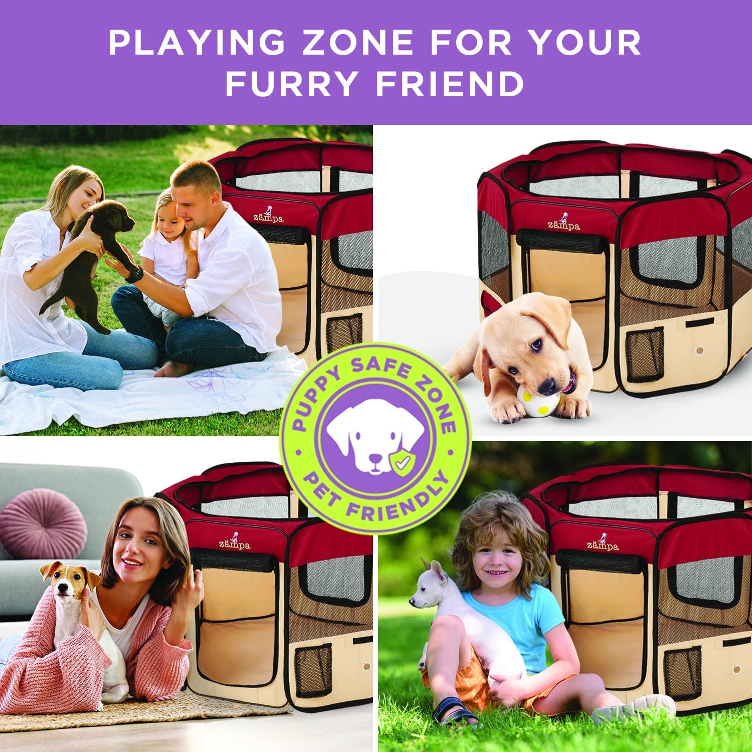 Pop up Portable Medium 45"X45"X24" Playpen for Dog and Cat, Foldable | Indoor/Outdoor Pen & Travel Pet Carrier + Carrying Case