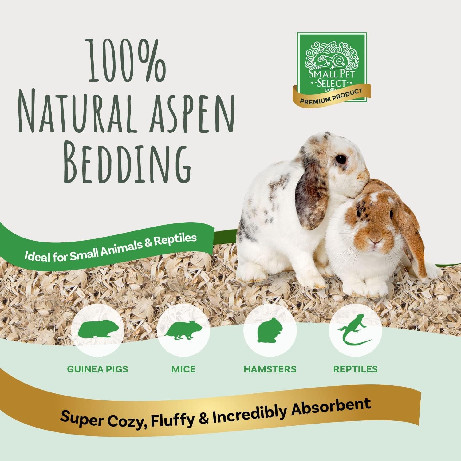 Premium Natural Aspen Bedding, Animal Bedding for Small Indoor and Outdoor Pets, Made in the USA, Jumbo Size 282 L (2 Pack, 141 L Each)