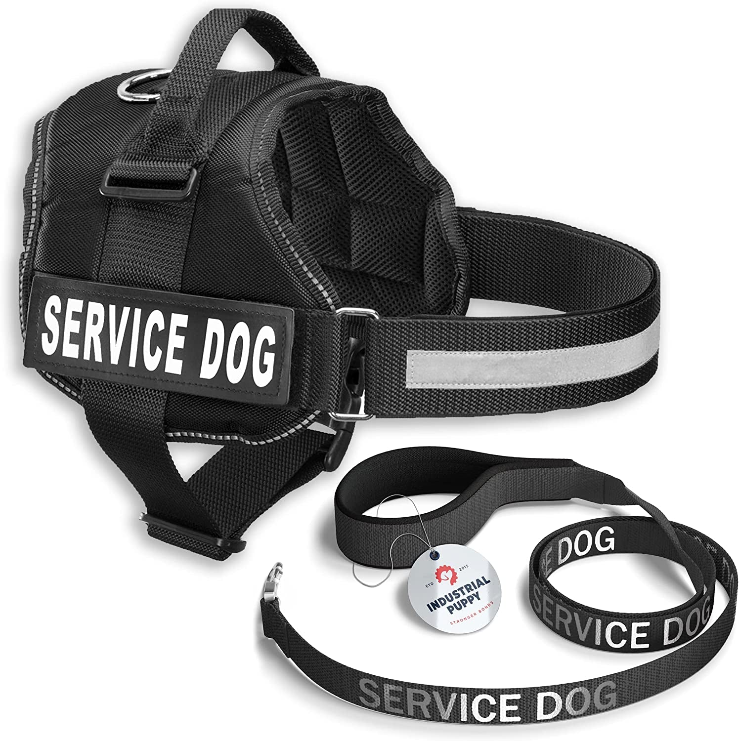 Service Dog Vest with Hook and Loop Straps & Matching Service Dog Leash Set - Harnesses from XXS to XXL - Service Dog Harness Features Reflective Patch and Comfortable Mesh Design (Red, Small)