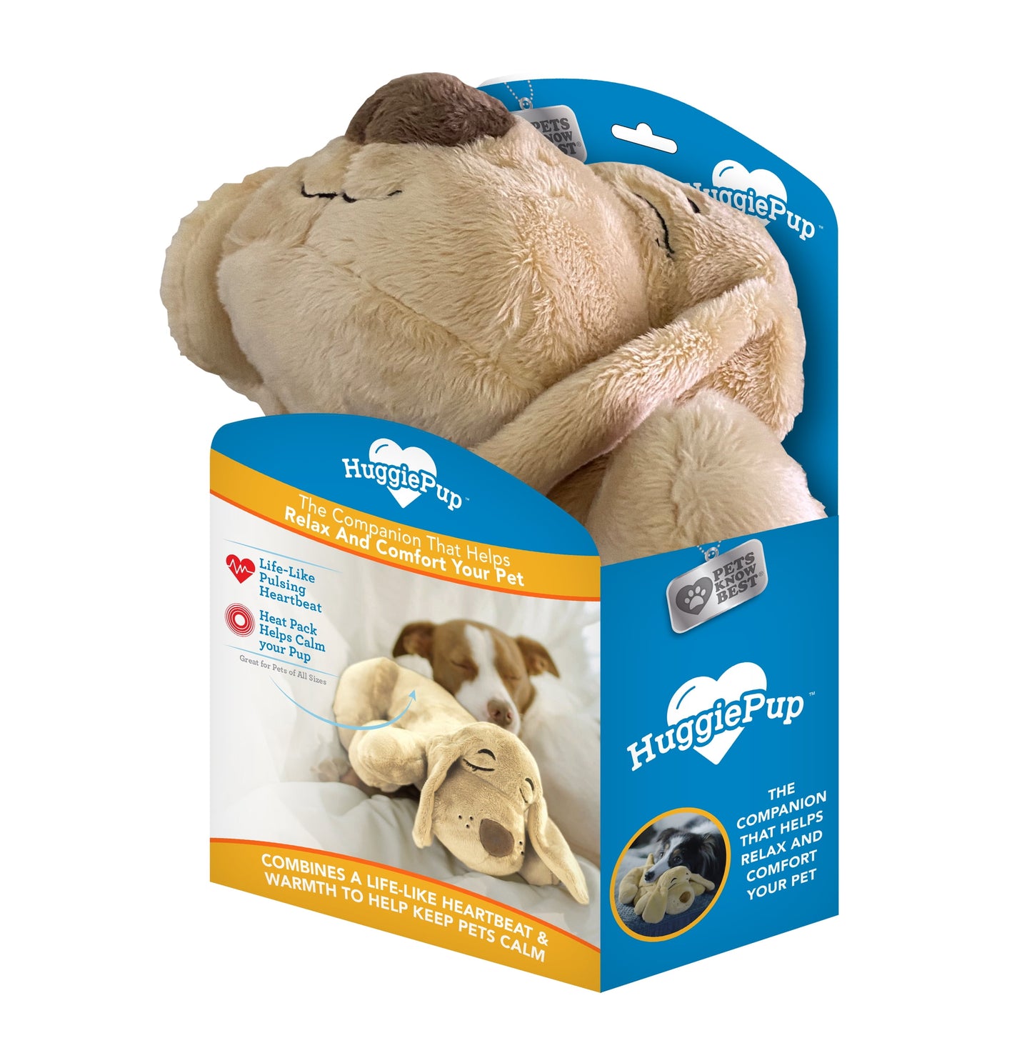 Huggie Pup Cuddly Puppy Behavioral Aid Toy for Crate Training, Washable, Beige