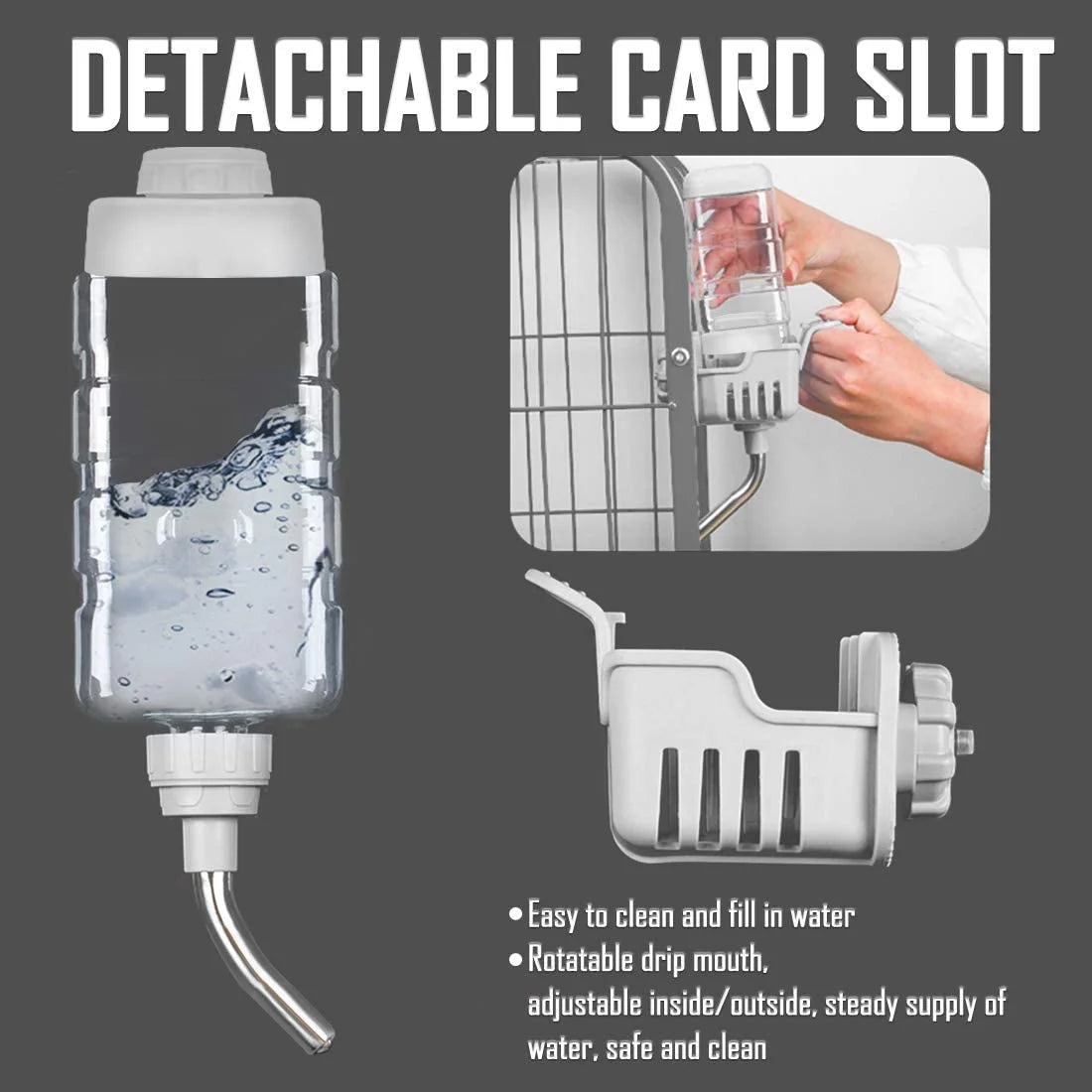 Dog Water Bottle Dispenser for Cage Crate Kennel Auto