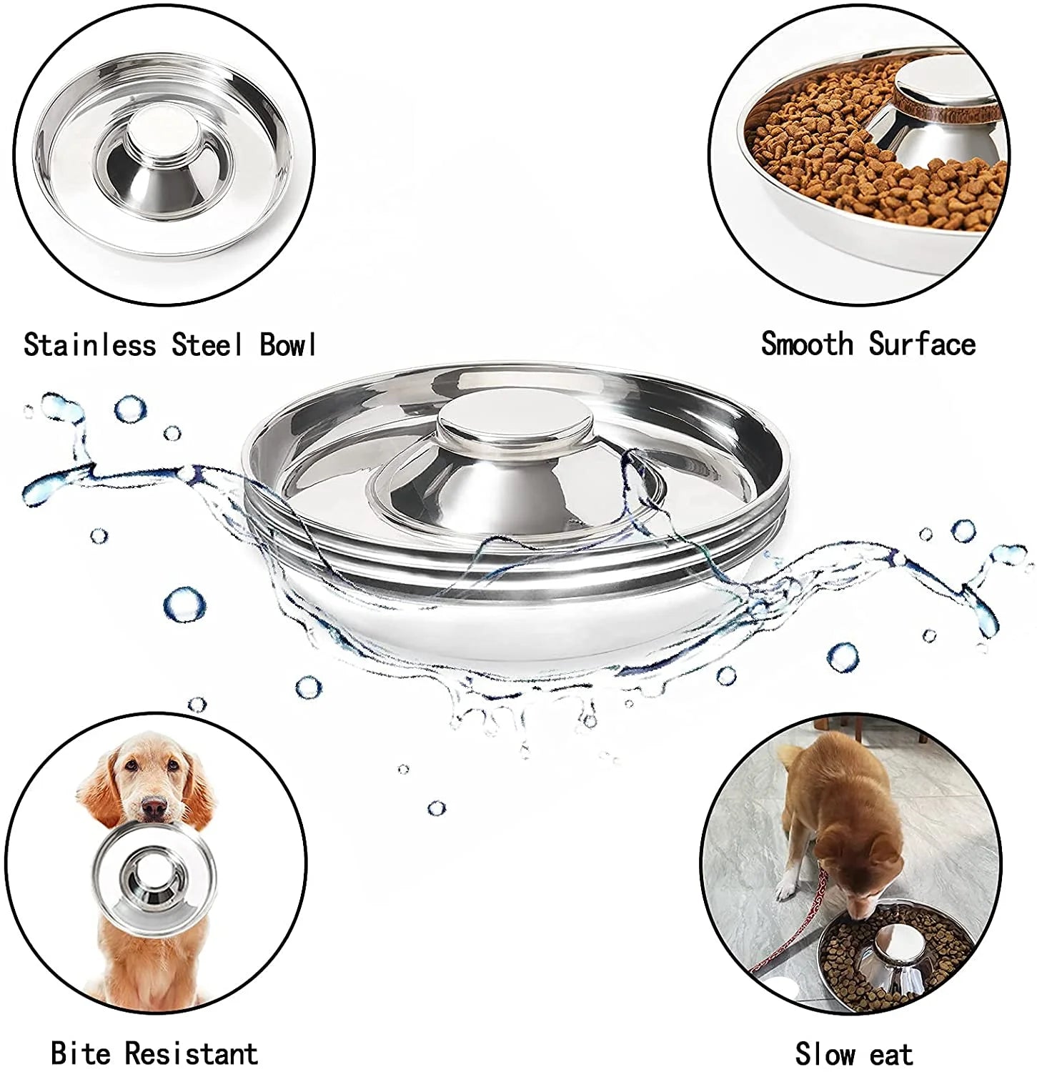 Puppy Bowls, Stainless Steel Puppy Feeder Bowl, Dog Food and Water Weaning Bowl, Small Dogs, Cats Pets Food Feeding Weaning Bowl for (M Size)